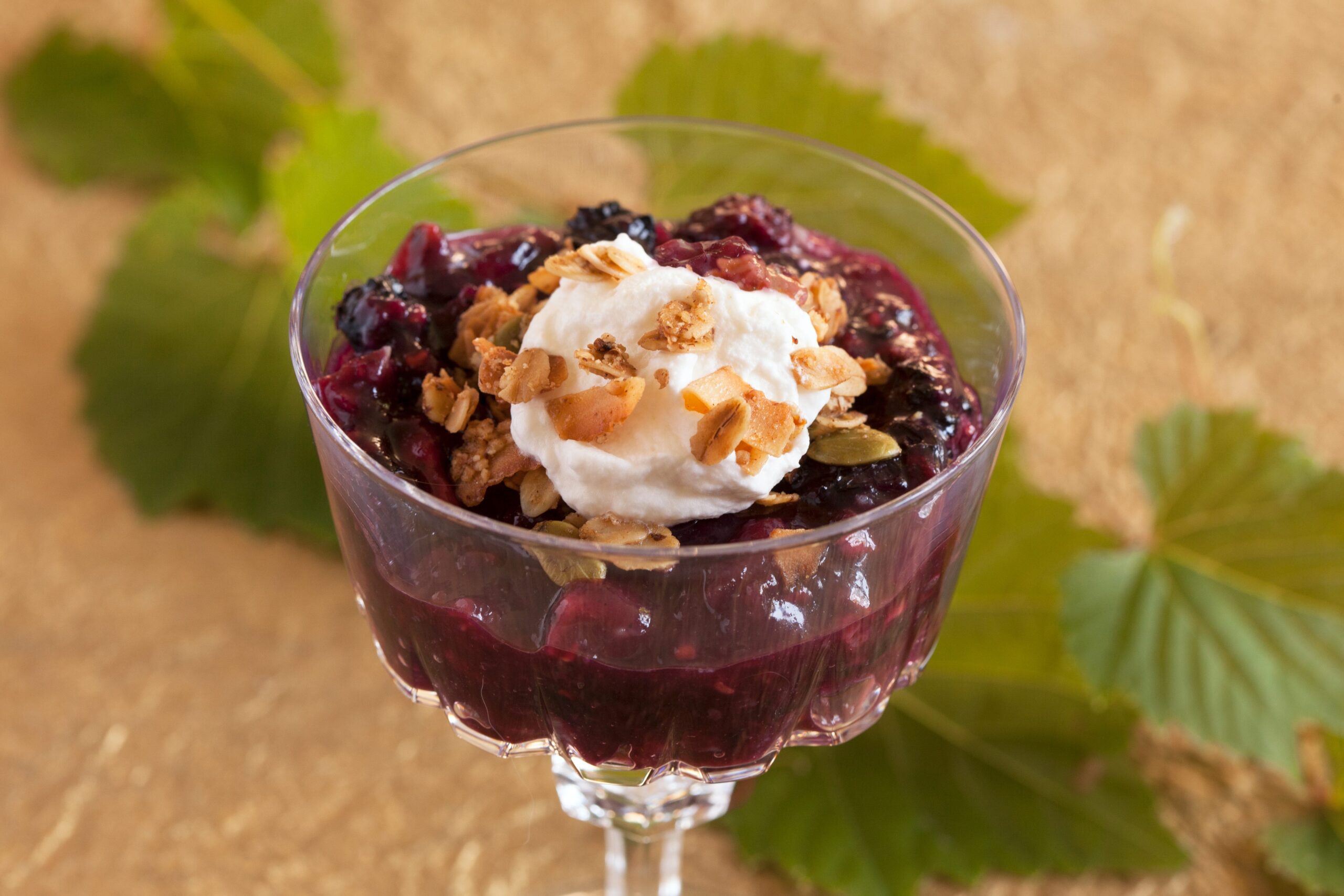 Berry and Apple Compote with Maple Granola a la Vinoklet Winery Triple